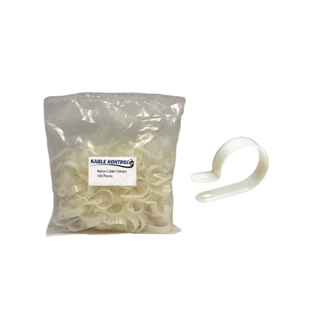 Kable Kontrol® - Nylon Plastic Cable Clamps - 1/2 Diameter - 100 Pcs - Natural White